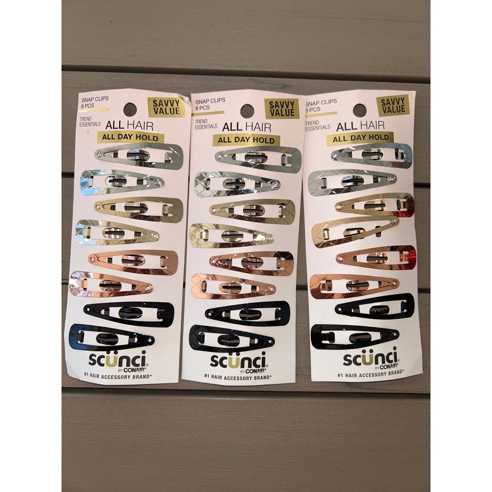 Scunci Snap Clips 8 Pcs All Hair All Day Hold Hair Accessories X3